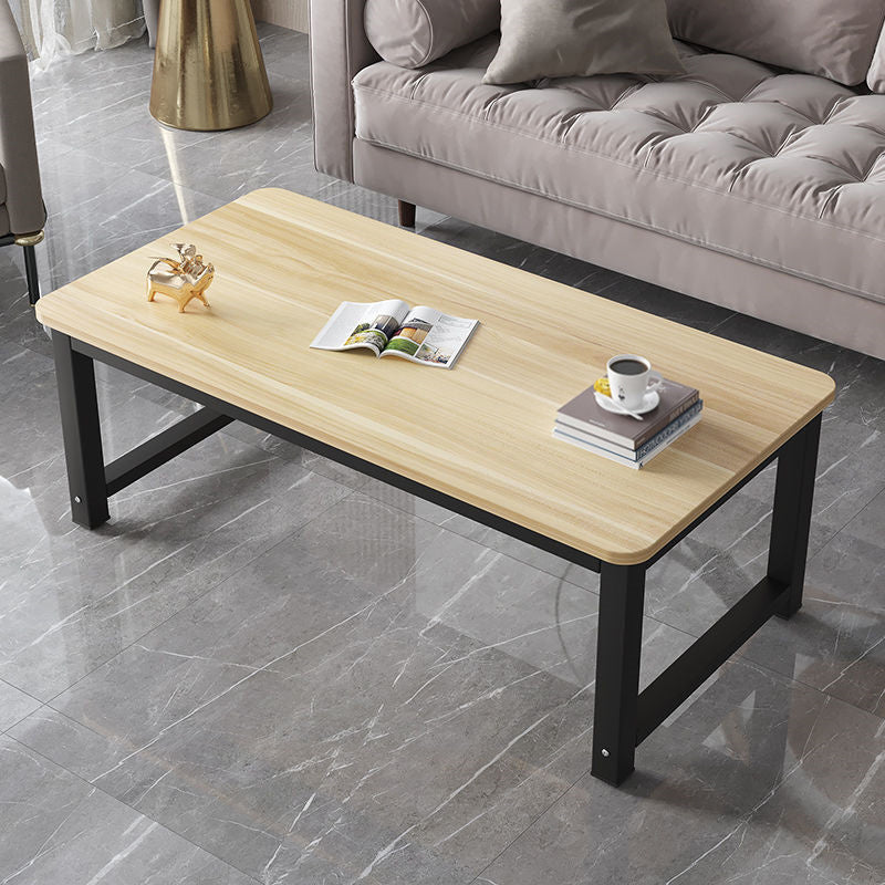 Rectangle Wooden Top Coffee Table with Metal Four legs Modern Style