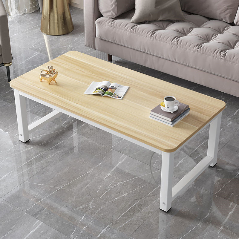 Rectangle Wooden Top Coffee Table with Metal Four legs Modern Style
