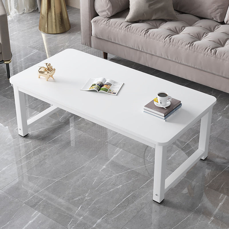 Rectangle Wooden Top Coffee Table with Metal Four legs Modern Style
