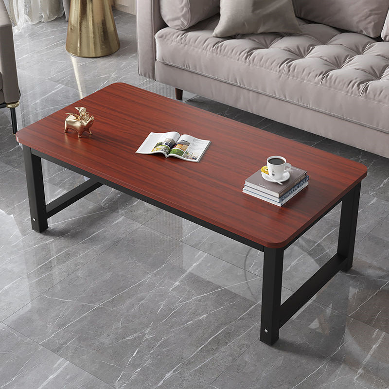 Rectangle Wooden Top Coffee Table with Metal Four legs Modern Style