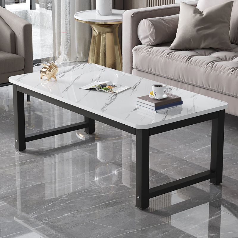Rectangle Wooden Top Coffee Table with Metal Four legs Modern Style