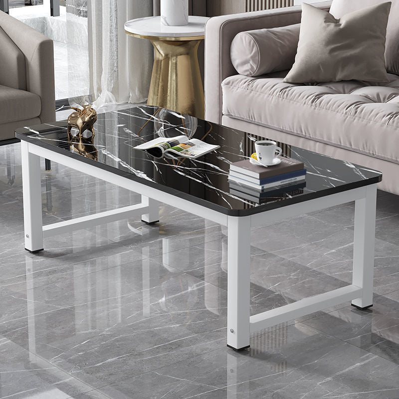 Rectangle Wooden Top Coffee Table with Metal Four legs Modern Style