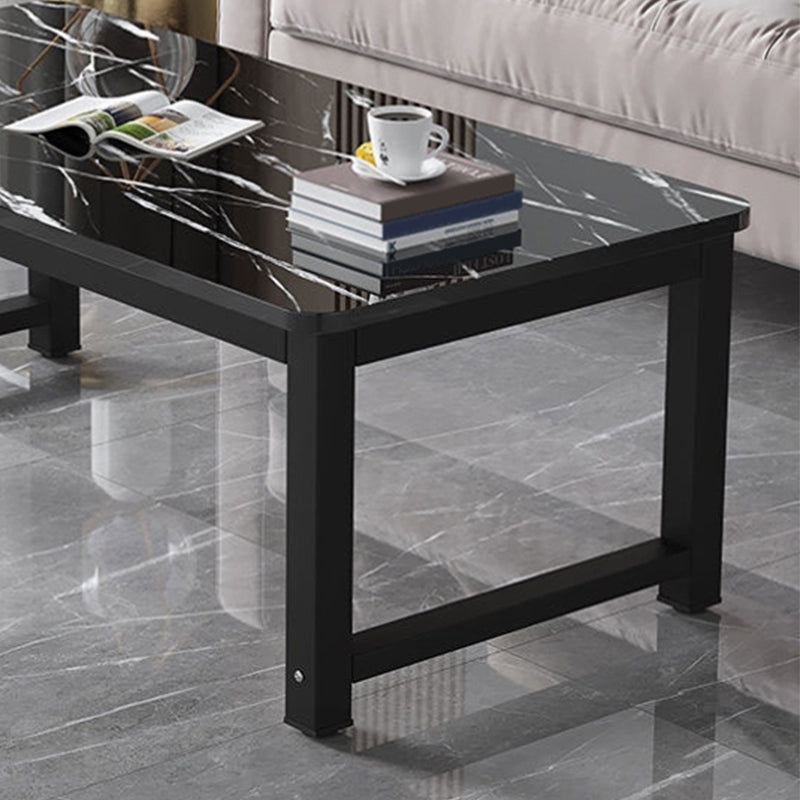 Rectangle Wooden Top Coffee Table with Metal Four legs Modern Style