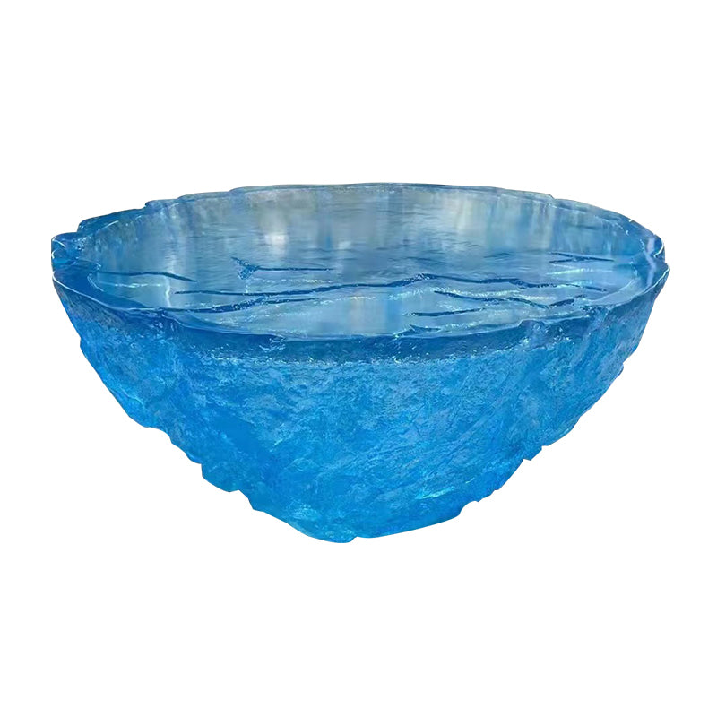 Resin Coffee or End Table Contemporary Round Top with Solid Base