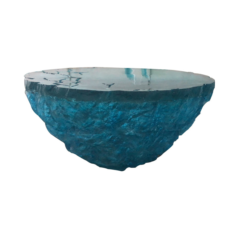 Resin Coffee or End Table Contemporary Round Top with Solid Base