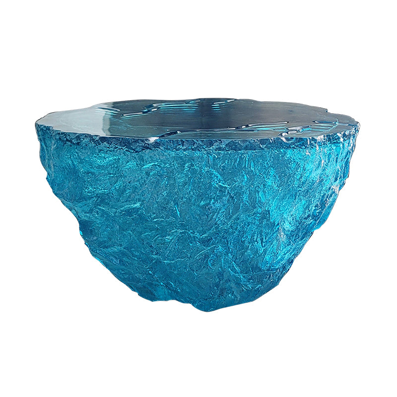Resin Coffee or End Table Contemporary Round Top with Solid Base