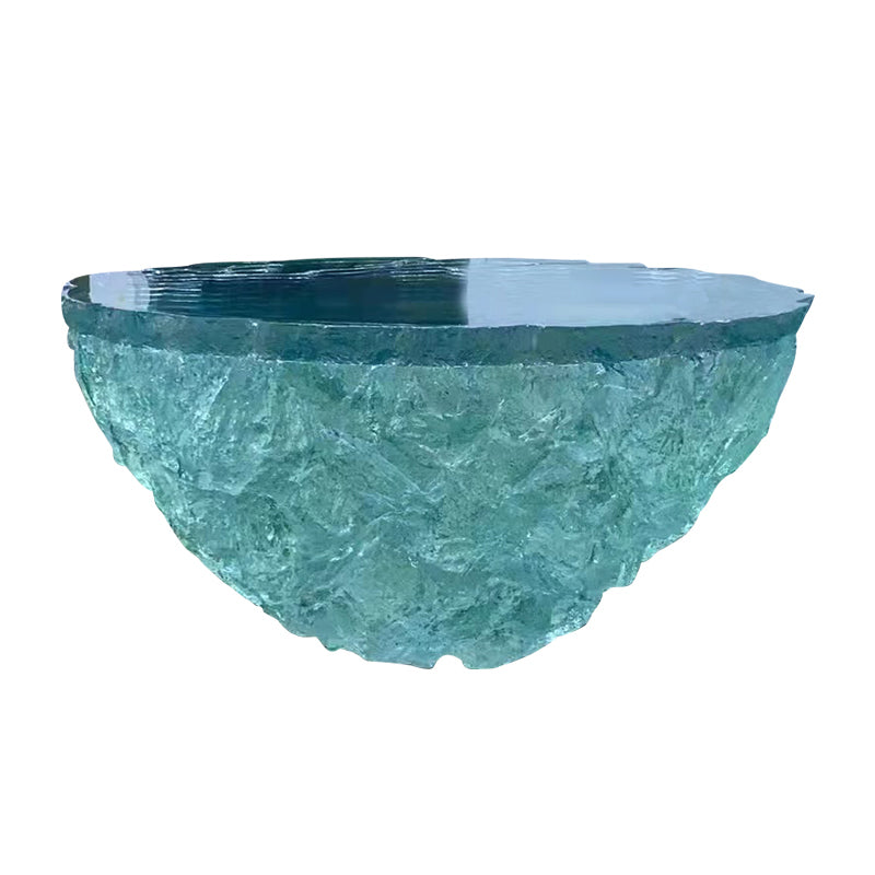 Resin Coffee or End Table Contemporary Round Top with Solid Base