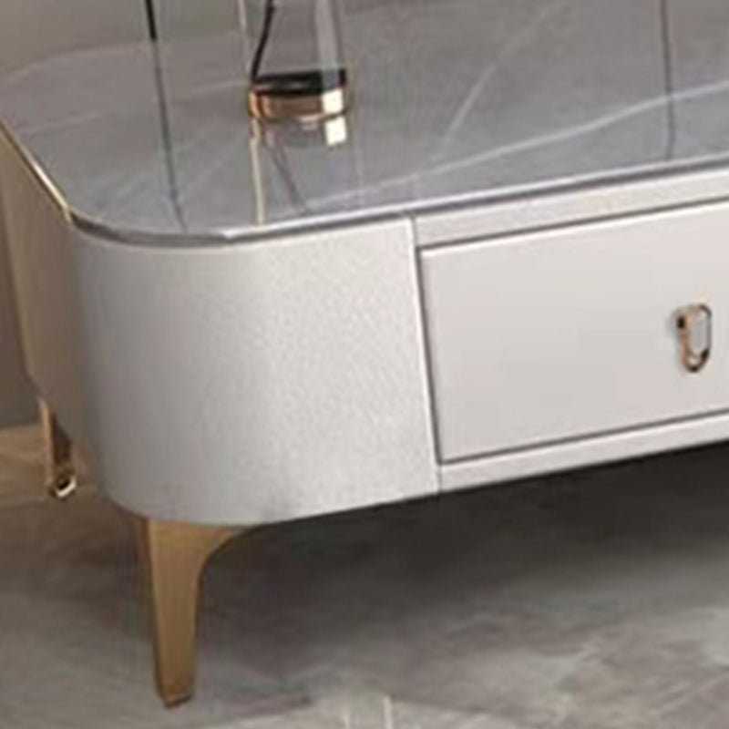 Triangle Slate Coffee Table Glam 4 Legs with 2 Storage Drawers