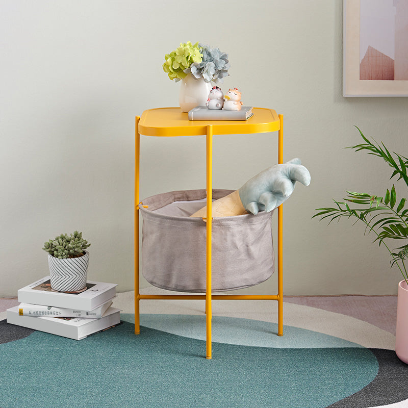 Tray Top Metal Coffee or End Table with Storage Four Legs Base