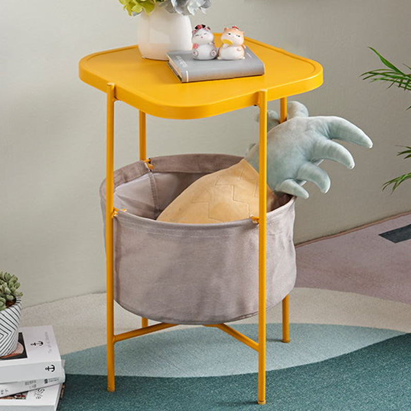 Tray Top Metal Coffee or End Table with Storage Four Legs Base