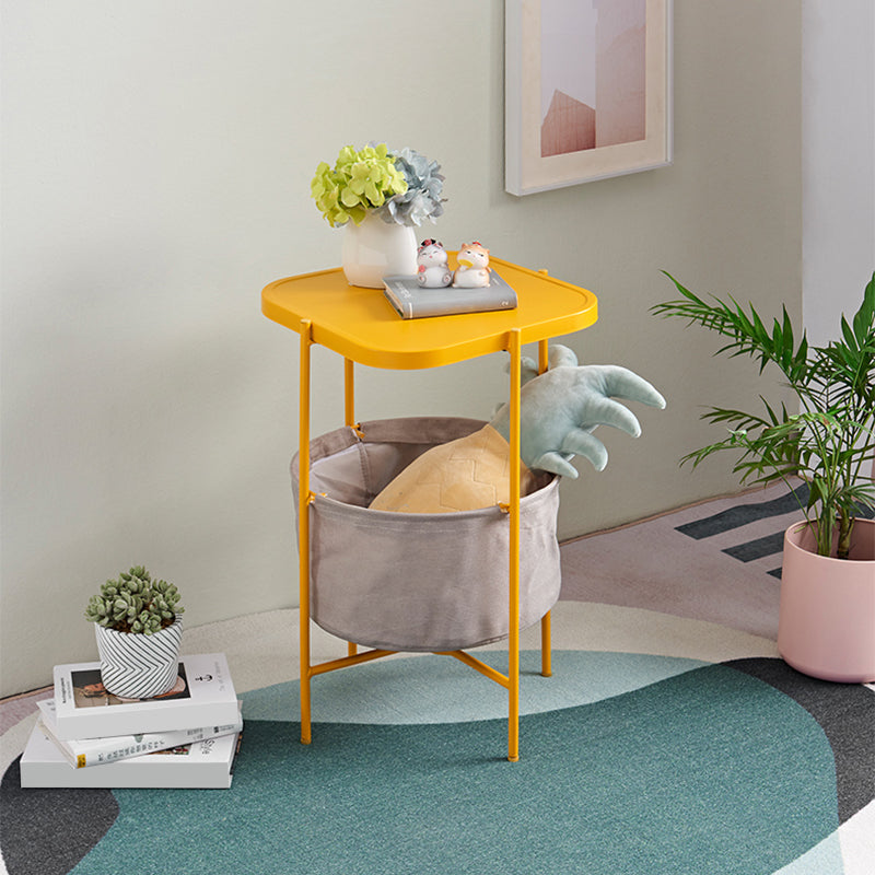 Tray Top Metal Coffee or End Table with Storage Four Legs Base