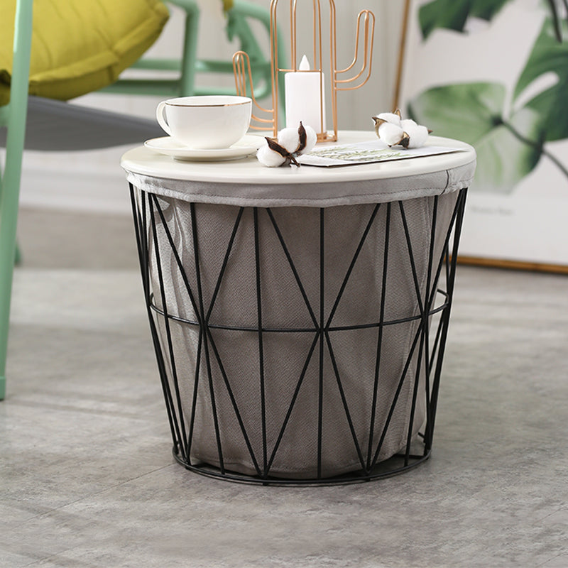 Fram Base Coffee or End Table with Storage Contemporary Metal Round Top