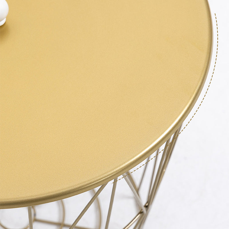 Fram Base Coffee or End Table with Storage Contemporary Metal Round Top