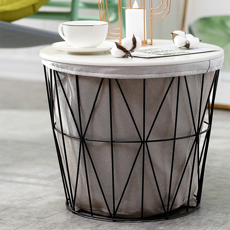 Contemporary Metal Round Top Coffee or End Table with Fram Base