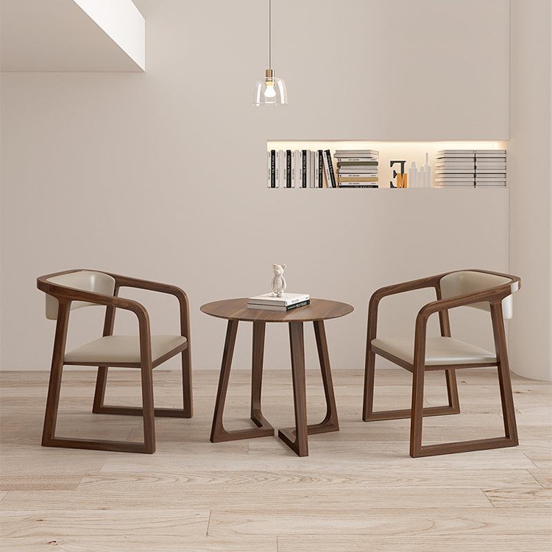 Cross Legs Base Coffee Table in Brone Solid Wood with Round Top