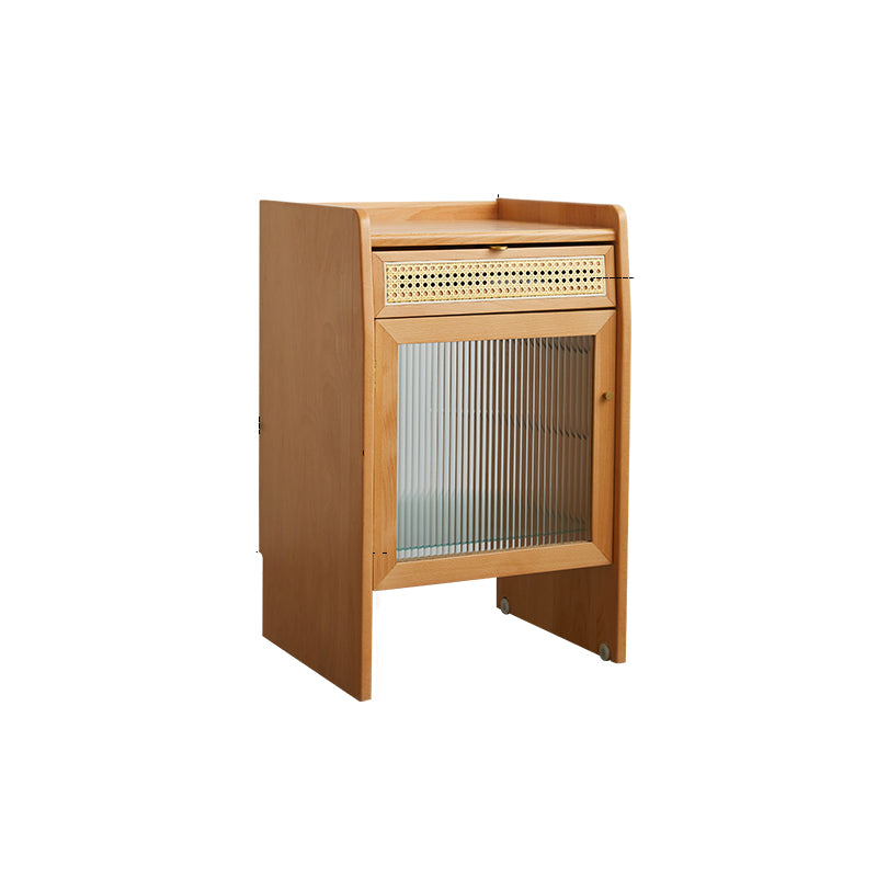 Solid Wood 31.1 " Hall Modern 1 - Door Glass Paned Accent Cabinet