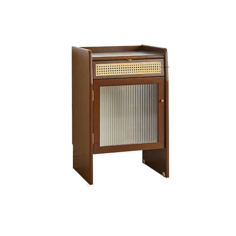 Solid Wood 31.1 " Hall Modern 1 - Door Glass Paned Accent Cabinet