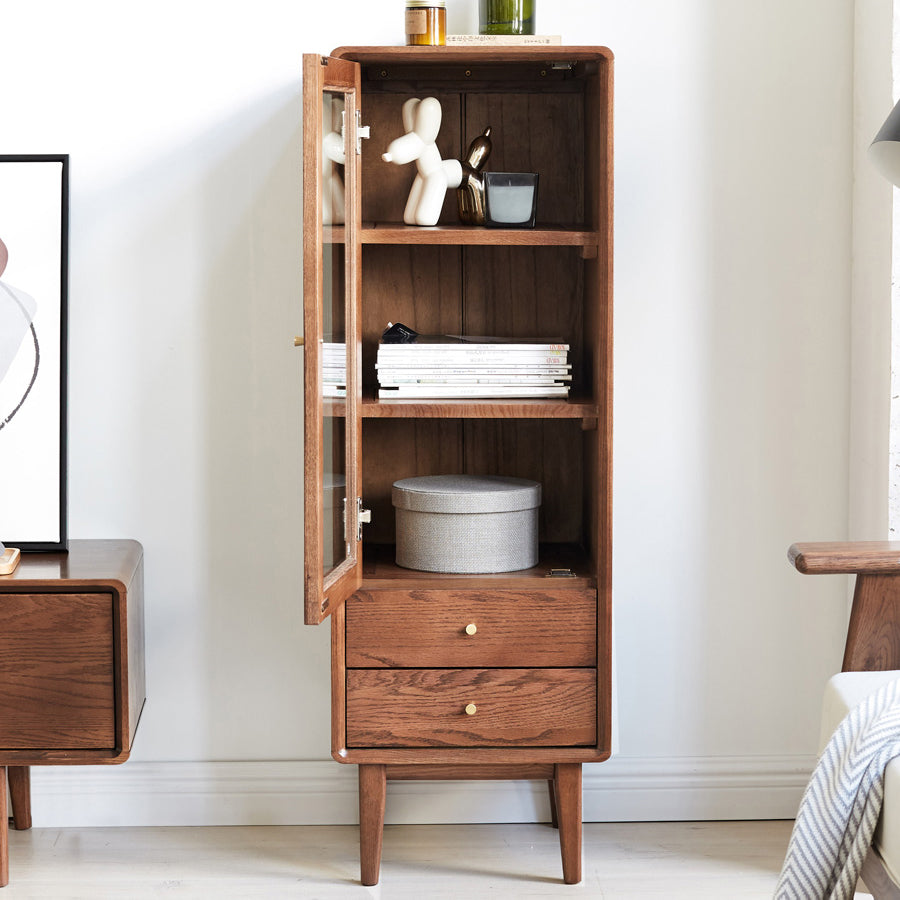 Solid Wood 2 - Drawer Brown Square Accent Cabinet for Living Room