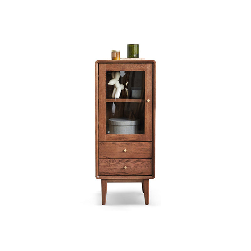 Solid Wood 2 - Drawer Brown Square Accent Cabinet for Living Room