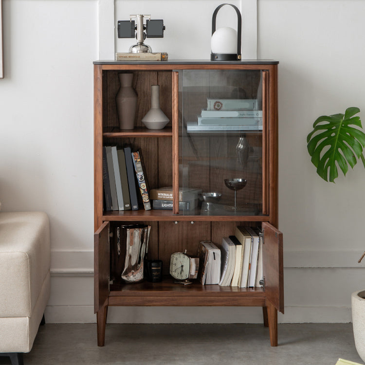 Mid-Century Modern Square Living Room Accent Cabinet with Doors