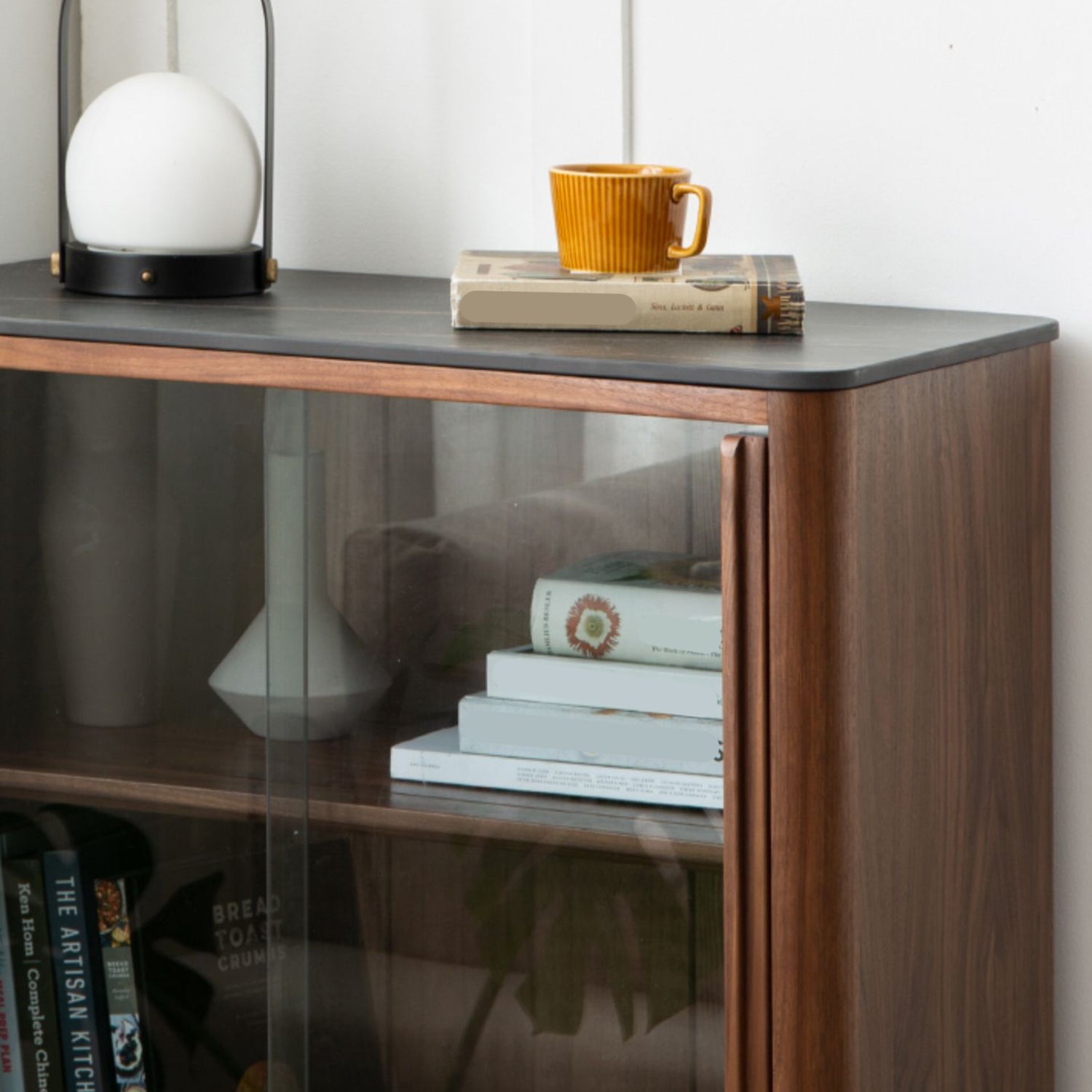 Mid-Century Modern Square Living Room Accent Cabinet with Doors