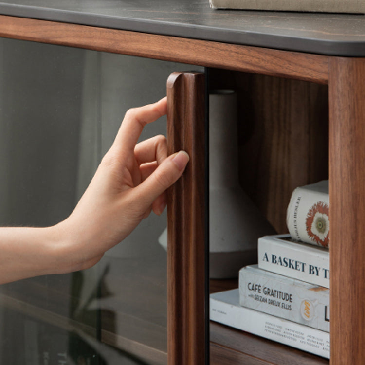 Mid-Century Modern Square Living Room Accent Cabinet with Doors