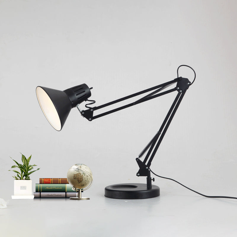 Metallic Black Reading Light Conic Shade 1 Bulb Industrial Style Standing Desk Light with Adjustable Arm