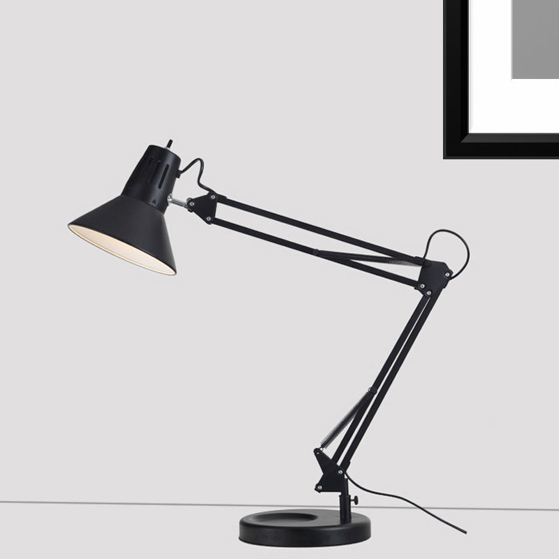 Metallic Black Reading Light Conic Shade 1 Bulb Industrial Style Standing Desk Light with Adjustable Arm