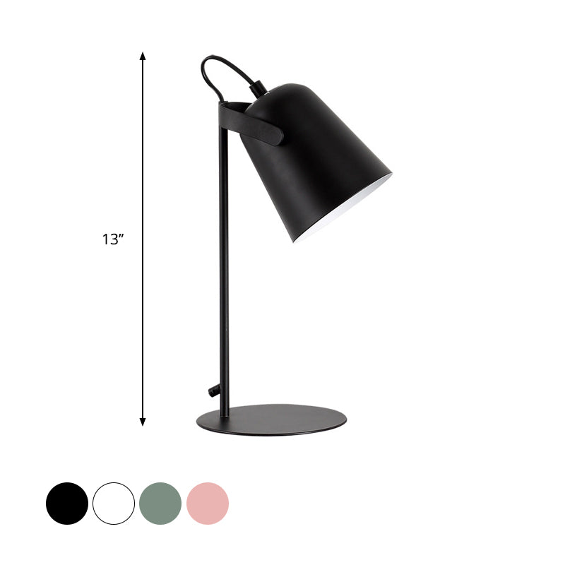 Macoron Style Tapered Desk Lighting 1 Light Metallic Rotatable Reading Light in Black/White for Bedroom