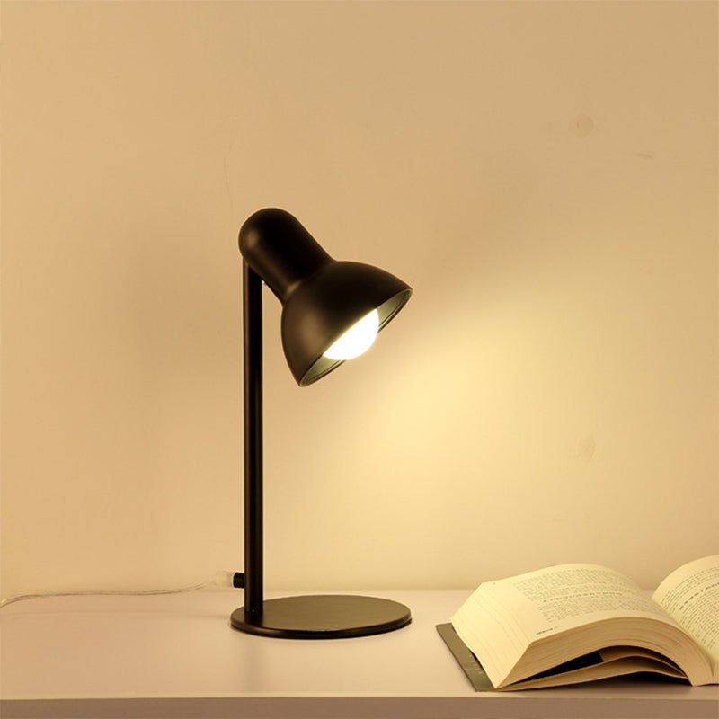 Lámpara de escritorio de tono de cúpula negro/negro loft metal elegante 1 bombilla mini iluminación de escritorio de pie