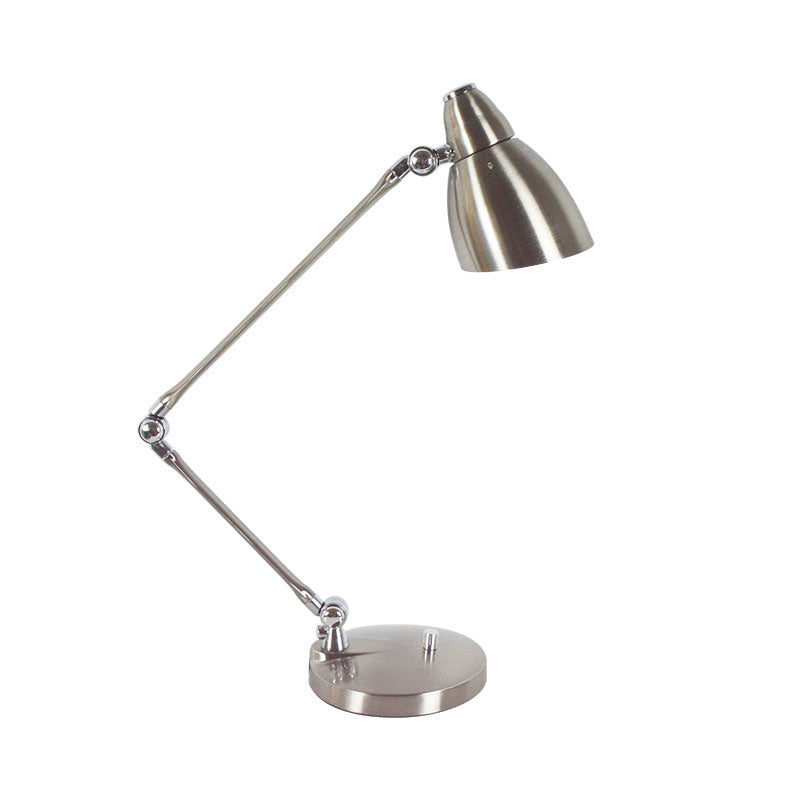 Nickel/Chrome Arm Adjustable Reading Light Industrial Style Metal 1 Light Study Room Desk Lighting