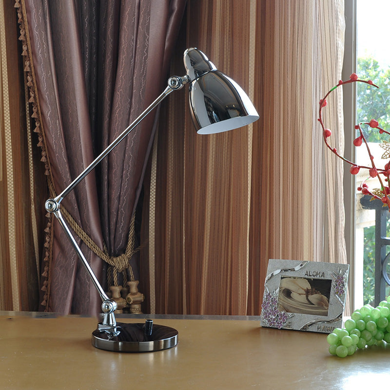 Nickel/Chrome Arm Adjustable Reading Light Industrial Style Metal 1 Light Study Room Desk Lighting