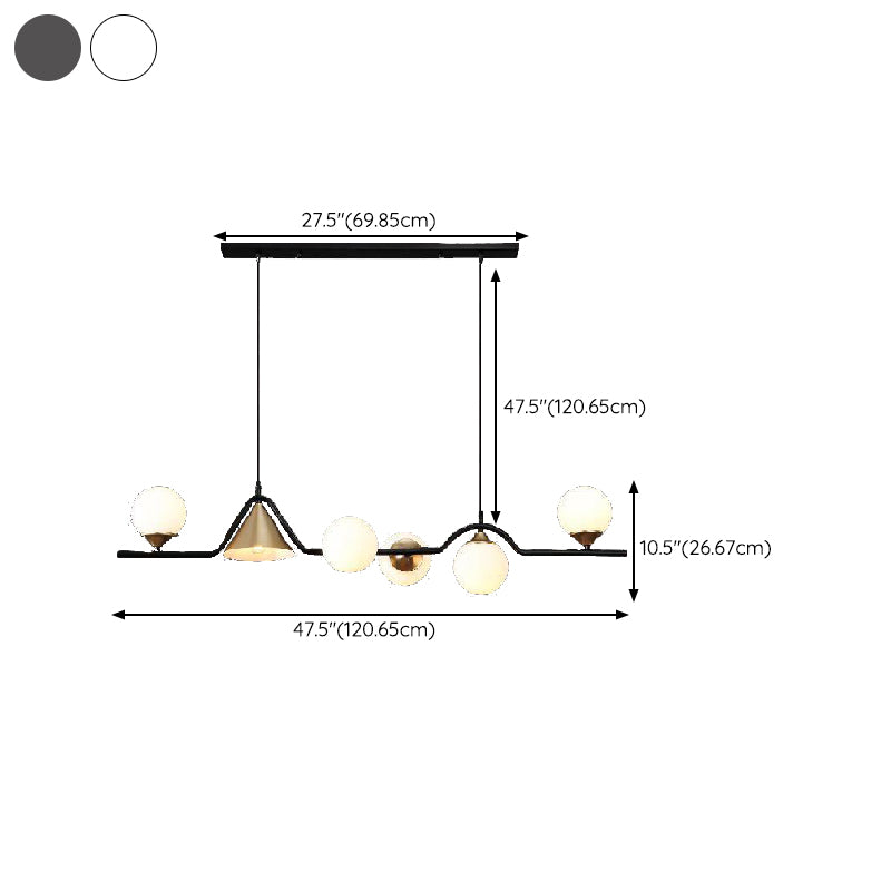 Contemporary Globe Glass Hanging Pendant Lights in Black and Gold for Dining Room