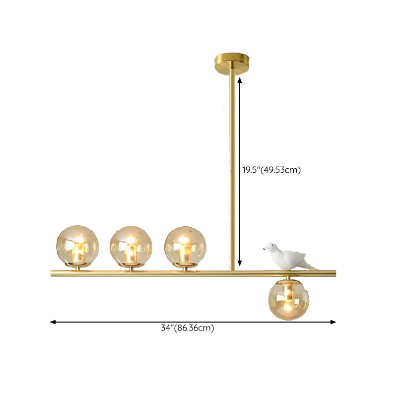 Contemporary Globe Glass Hanging Pendant Lights in Gold for Dining Room