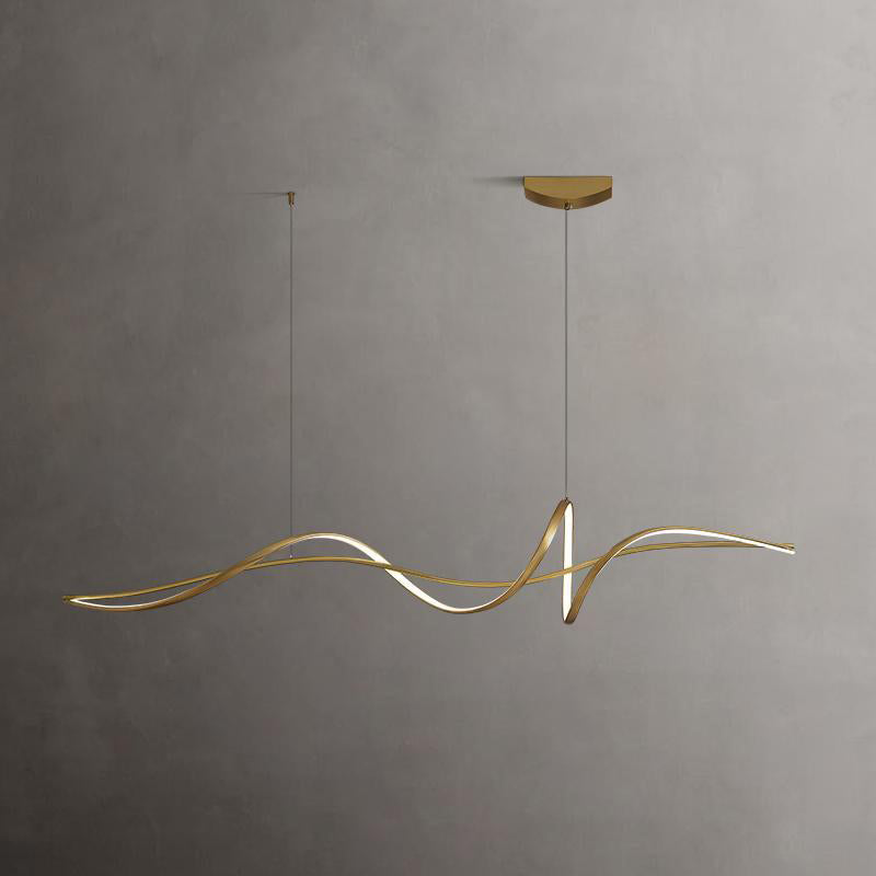 Minimalism Twisting LED Hanging Pendant Lights in Gold for Dining Room