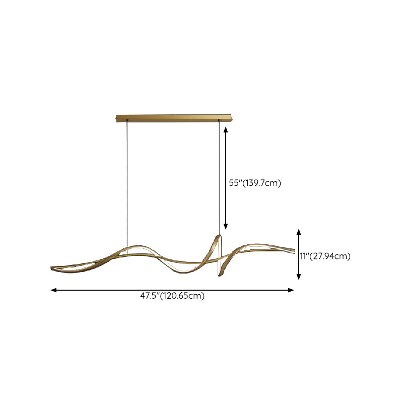 Minimalism Twisting LED Hanging Pendant Lights in Gold for Dining Room