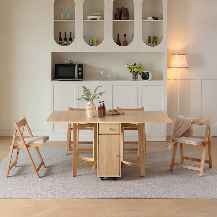 Modern Rectangle Dining Table Wood Drop Leaf Folding for Dining Room