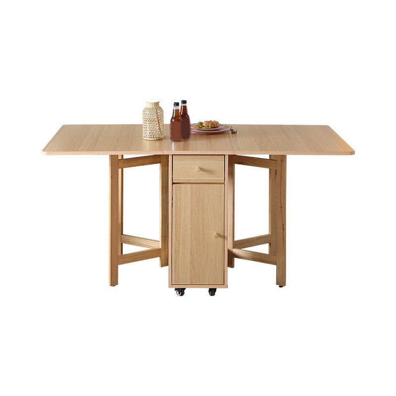 Modern Rectangle Dining Table Wood Drop Leaf Folding for Dining Room