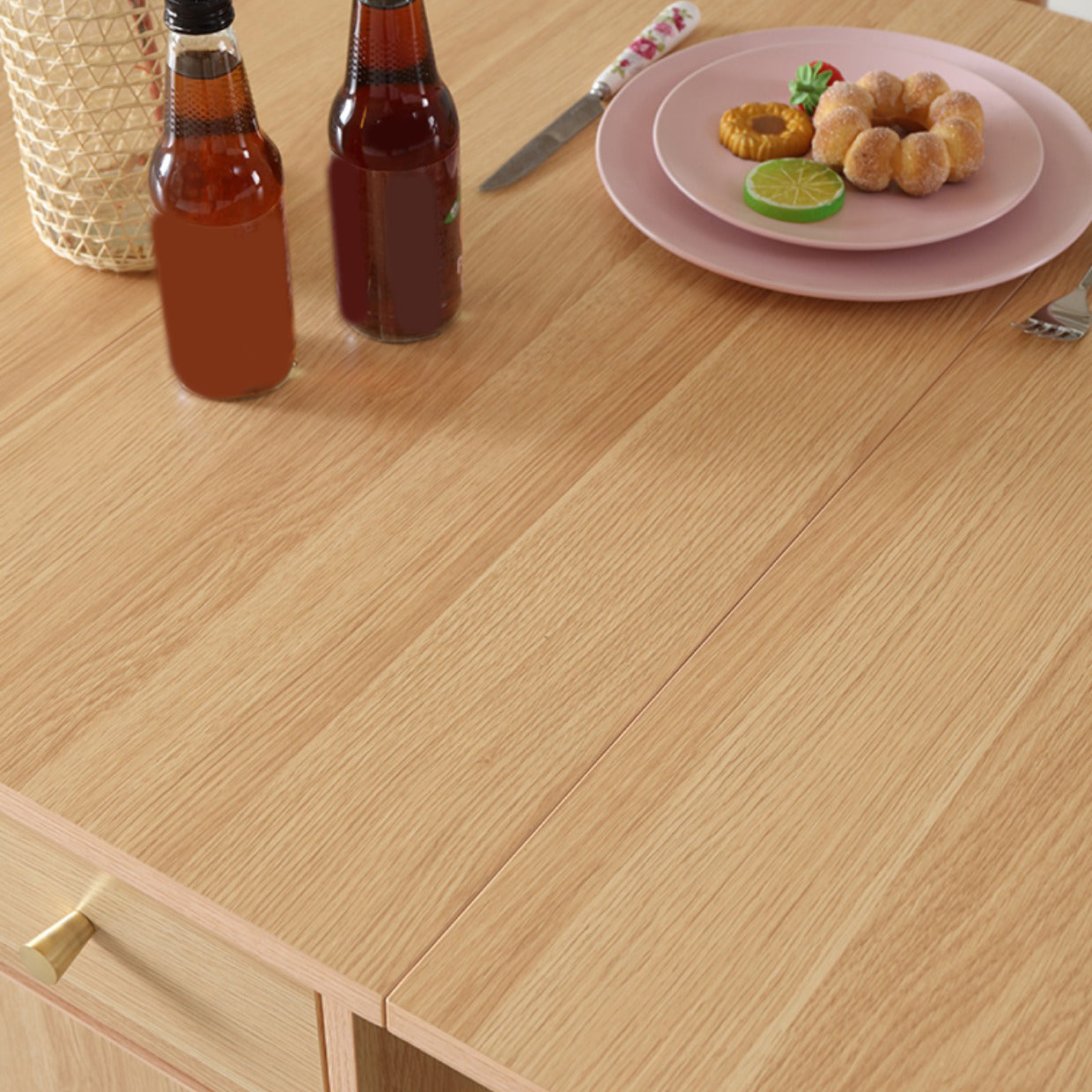 Modern Rectangle Dining Table Wood Drop Leaf Folding for Dining Room