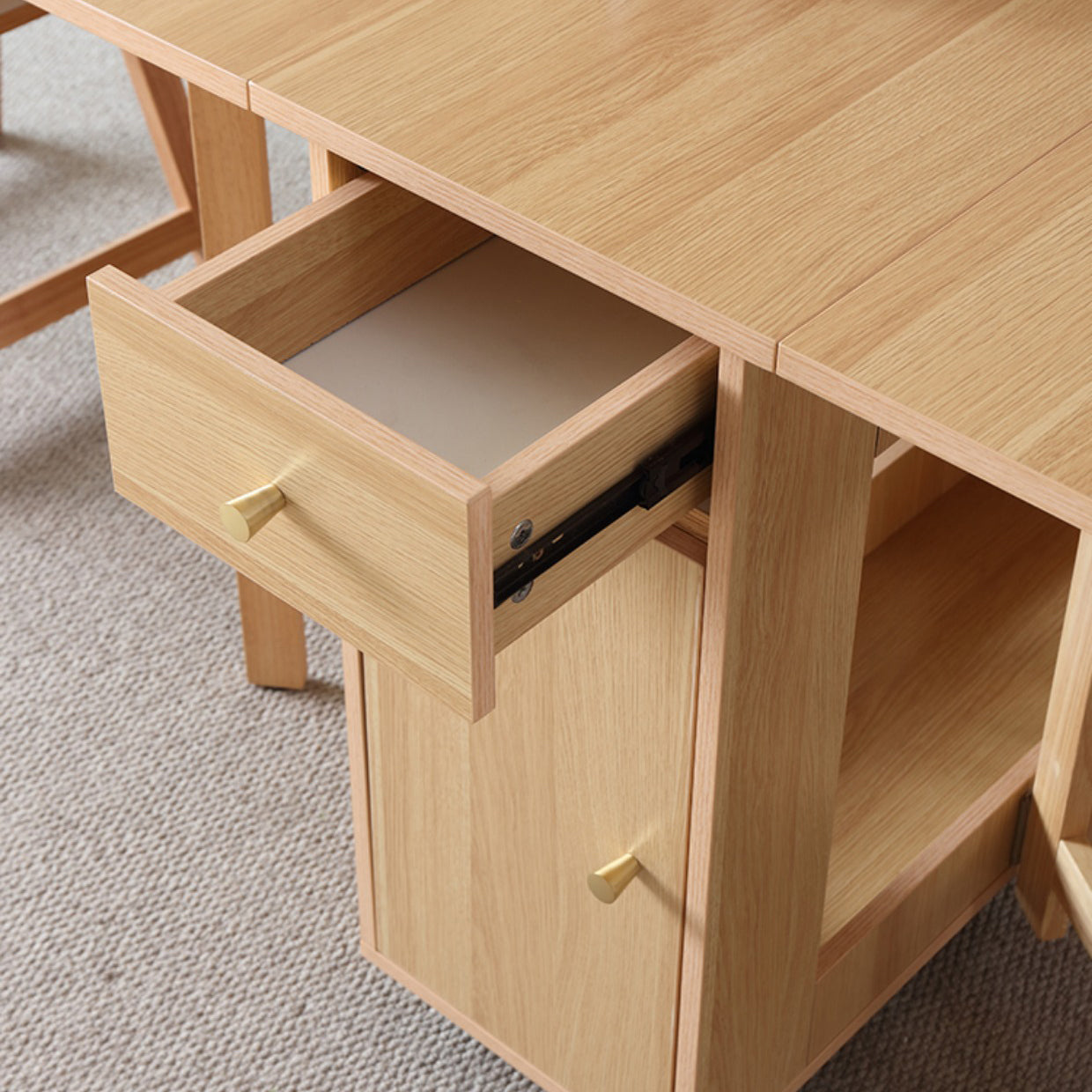 Modern Rectangle Dining Table Wood Drop Leaf Folding for Dining Room