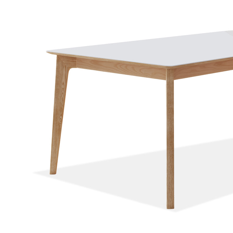 Contemporary Rectangular White Stone Dining Table with 4 Foot