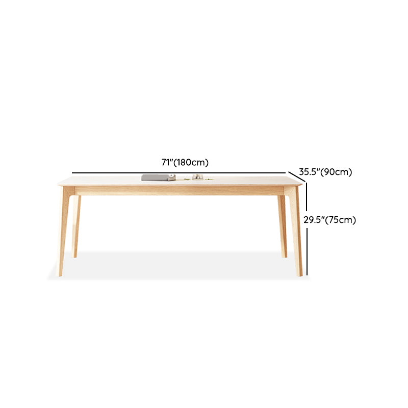 Contemporary Rectangular White Stone Dining Table with 4 Foot