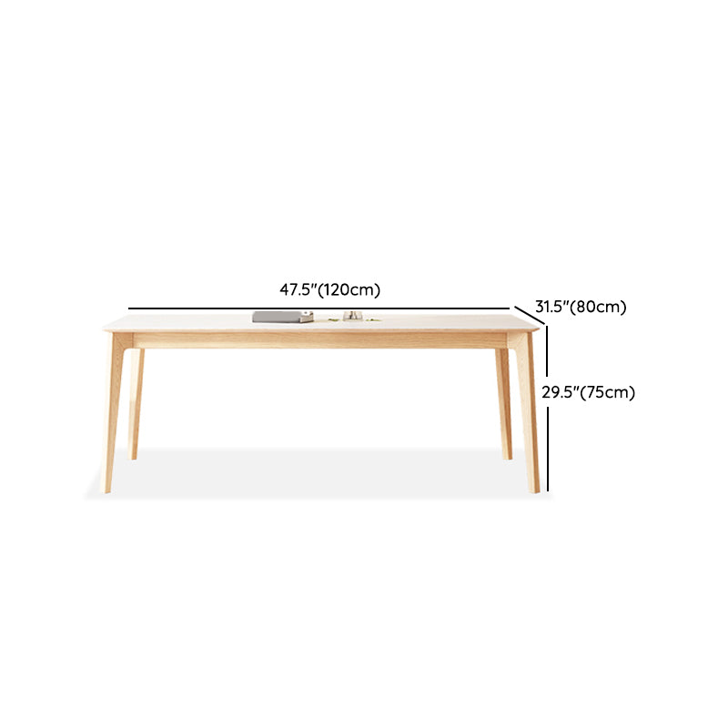 Contemporary Rectangular White Stone Dining Table with 4 Foot