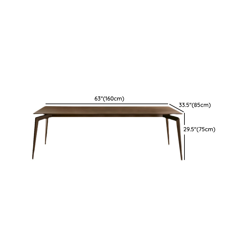 Modern Rectangular Dark Brown Wooden Dining Table with 4 Foot