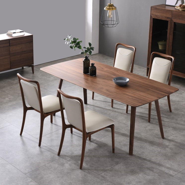 Contemporary Dark Brown Rectangular Wooden Dining Table with 4 Foot