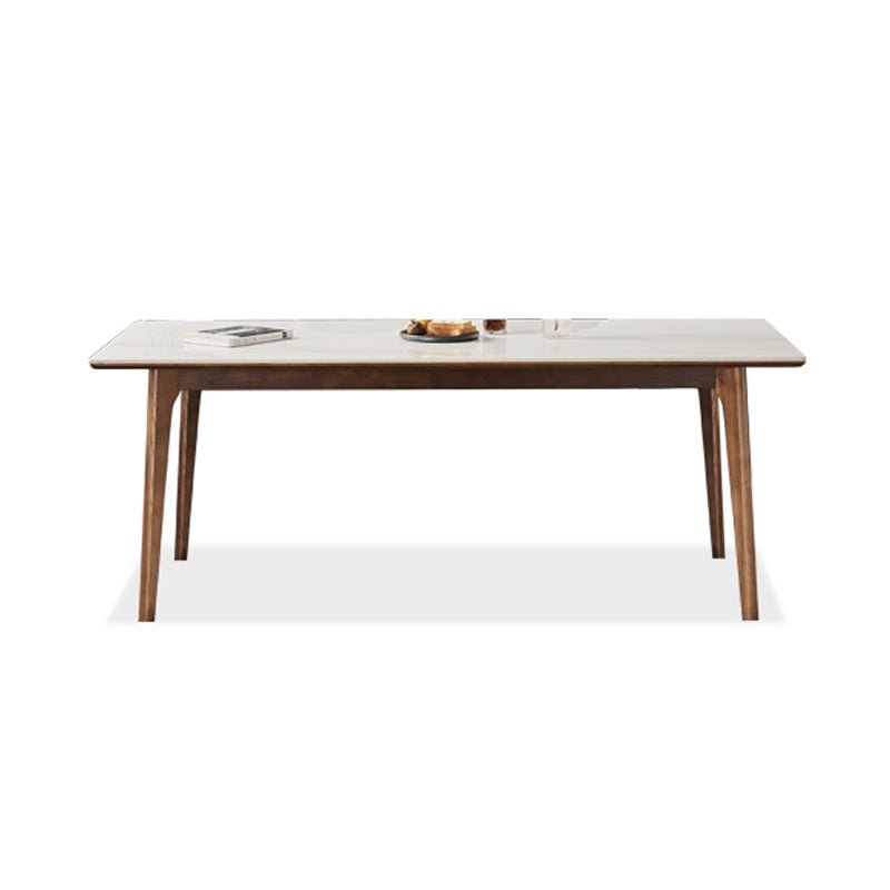 Contemporary White Rectangular Stone Dining Table with 4 Foot