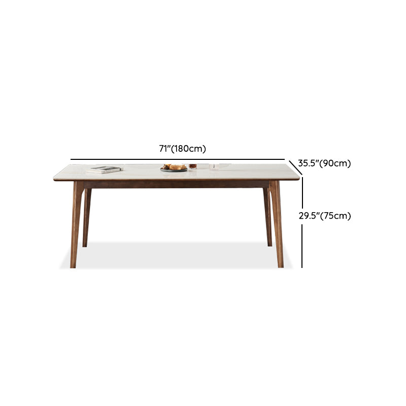 Contemporary White Rectangular Stone Dining Table with 4 Foot