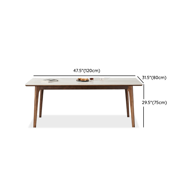 Contemporary White Rectangular Stone Dining Table with 4 Foot