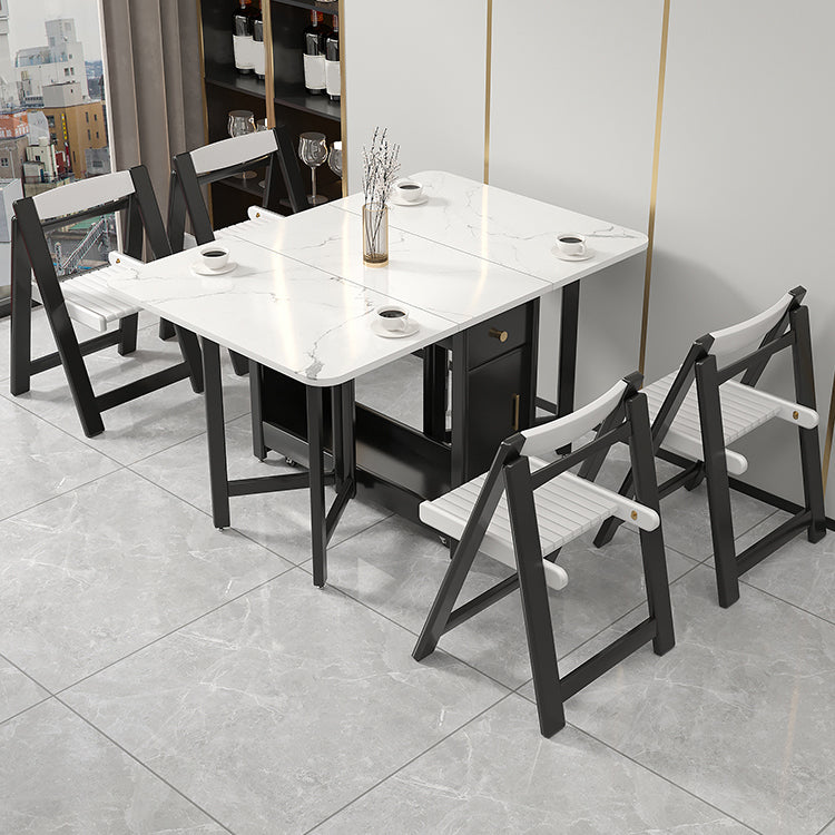 Rectangle Dining Table Stone Drop Leaf Folding for Dining Room