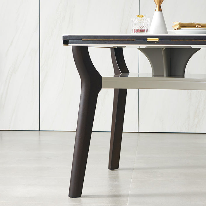 Modern Extendable Stone Drop Leaf Folding Square Dining Table for Dining Room